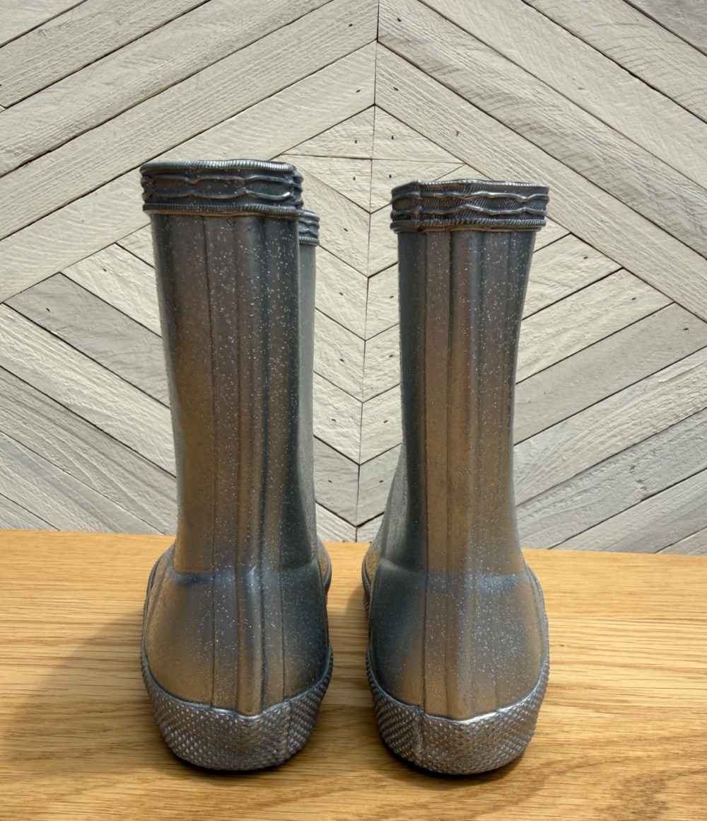 Hunter Kids Original First Classic Glitter Rain Boots Silver US 6/7, UK 5 - Picture 4 of 8
